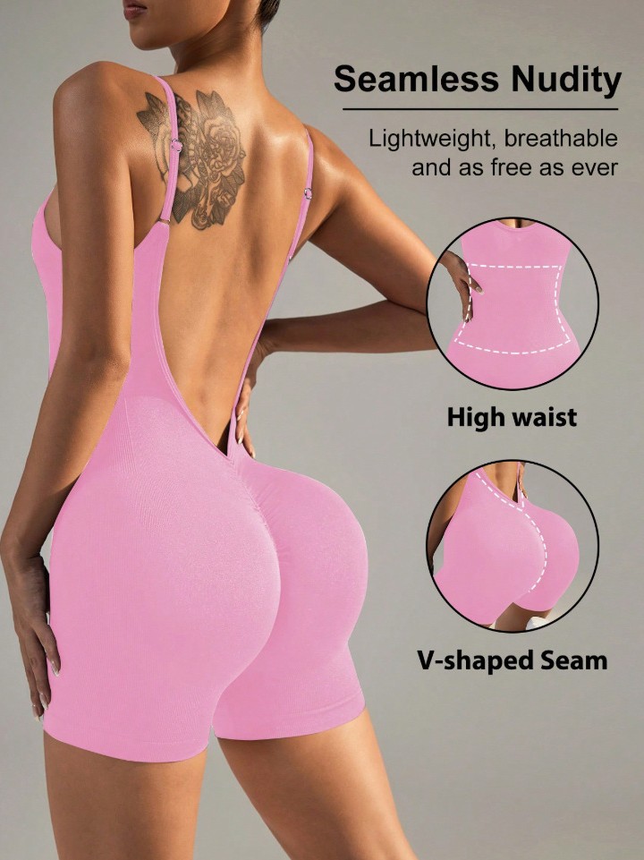 Europa y América transfronterizos back-yoga overalls de alta intensidad pantalones cortos deportivos fitness tight overalls