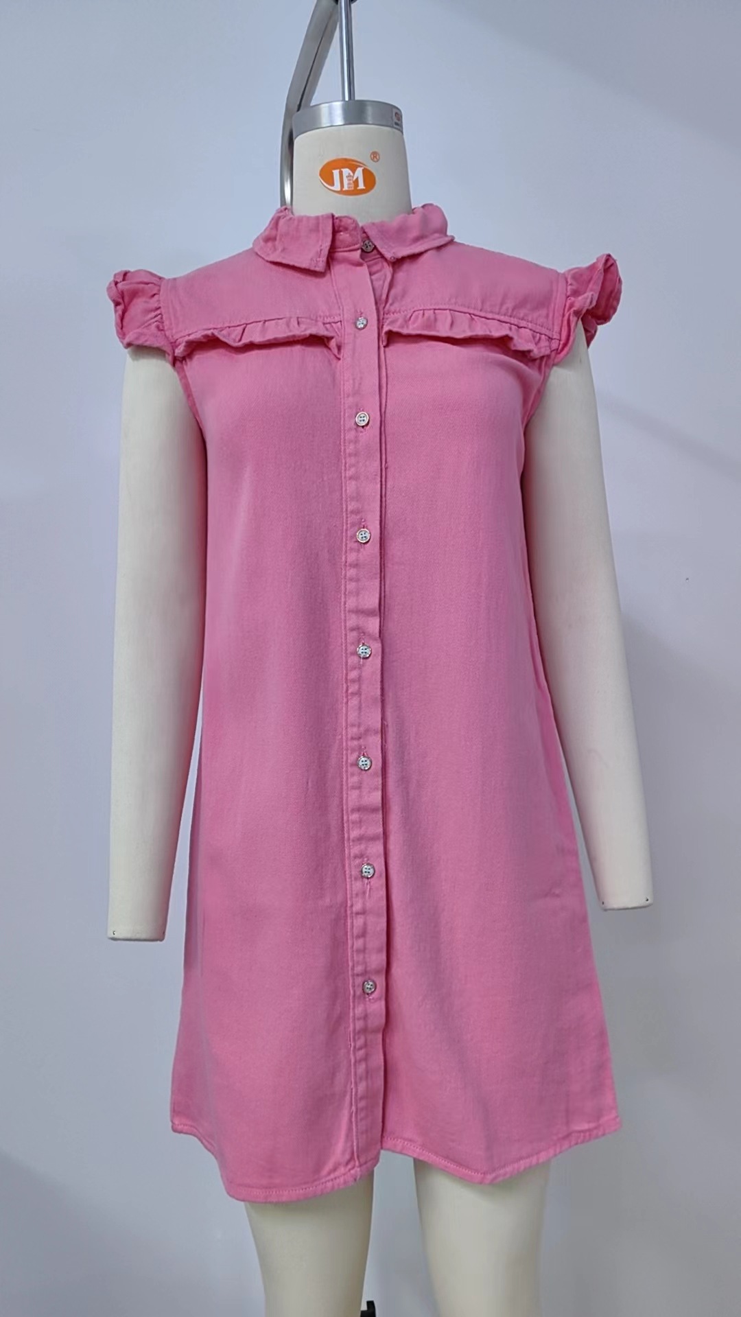 Women Clothing Spring Summer Washed Denim Vest Dress Midi Dress