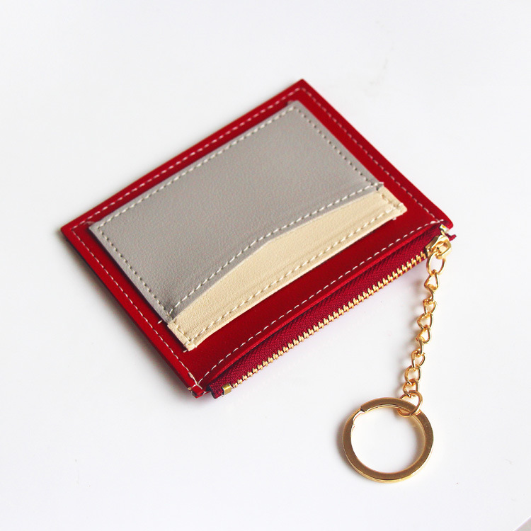 Fashion Color Block Soft Surface Square Zipper Card Holder display picture 6