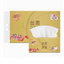清风抽纸原木纯品金装系列加倍厚韧4层加厚90抽12包新品升级包装