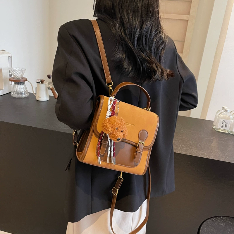Retro matte fashion backpack, versatile everyday shoulder bag for leisure - various colors, pendant options