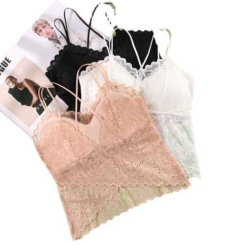 2024 Spring and Summer New Full Lace Long Wrap-Up Tube Bra Underwear Latex Breast Pads Suspenders Sexy Beautiful Back