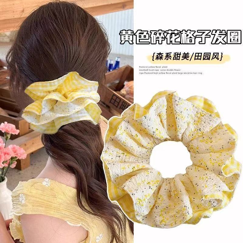 5721 대형 원형 격자 무늬 꽃무늬 노란색