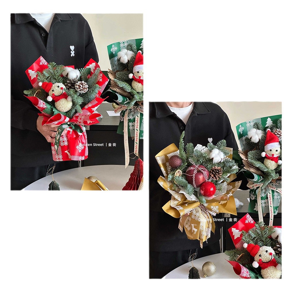 Navidad nuevo papel de embalaje de flores impermeables manzana ramo de papel de embalaje de regalos de Nochebuena