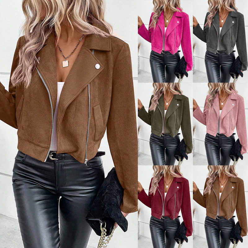 2025 Autumn/Winter Cross-Border Women's Clothing Wish Amazon Aliexpress Popular European and American Style Jackets Short Coats Suede Tops