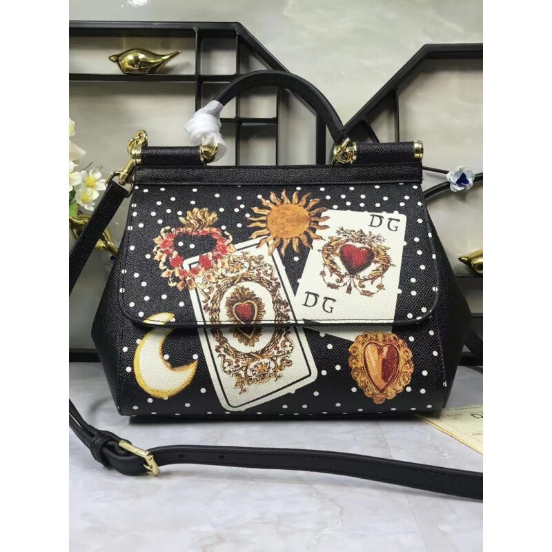 2025 Summer New Model Factory Dg Palm Print Sicilian Graffiti Print Handbag Crossbody Platinum Bag with Label 2025 Summer New Model Factory Dg Palm Print Sicilian Graffiti Print Handbag Crossbody Platinum Bag with Label