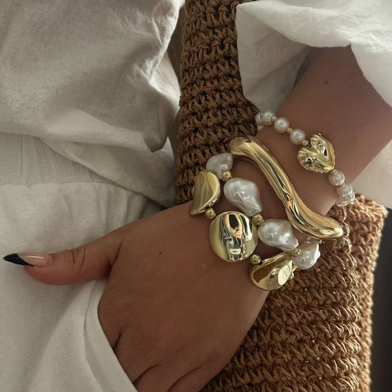 欧美跨境个性几何巴洛克手环Bracelet时尚夸张不规则CCB串珠手链|undefined