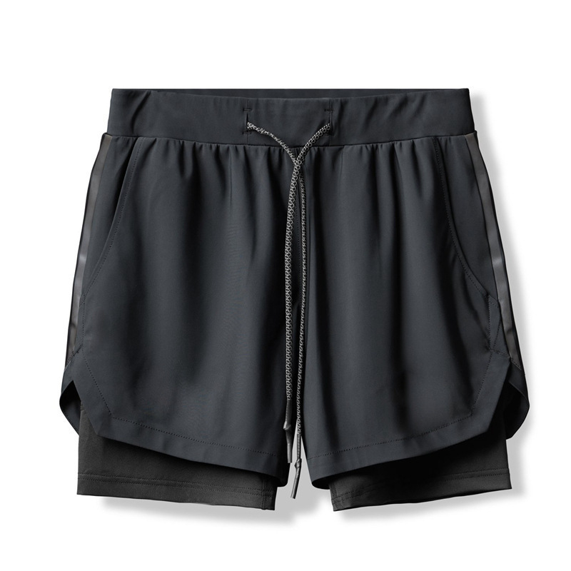 Pantalones cortos para hombres al por mayor, pantalones cortos deportivos antideslumbrantes de marca de moda americana, pantalones de cinco puntos de entrenamiento para correr con múltiples bolsillos al aire libre para hombres