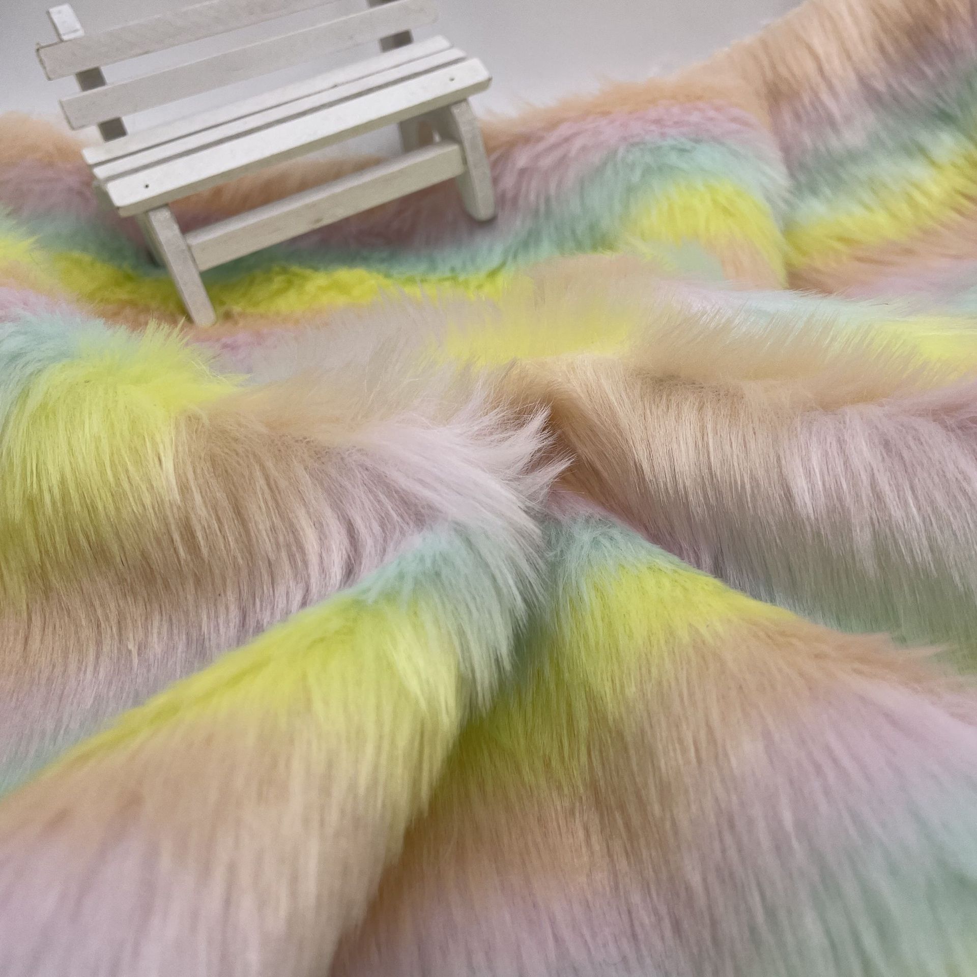 现货供应多色长毛提花七彩人造毛落水毛海派毛兔毛系列