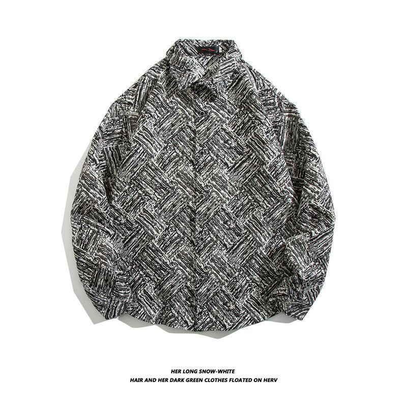 Camisa de manga larga bordada tejida retro japonesa hombres vintage barroco étnico suelto casual otoño e invierno abrigo de pareja