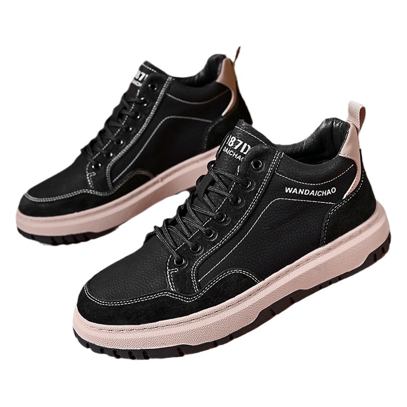 Zapatos de hombre 2023 Verano nuevos zapatos de cuero casuales antideslizantes transpirables tendencia de trabajo negro zapatos planos deportivos para hombres