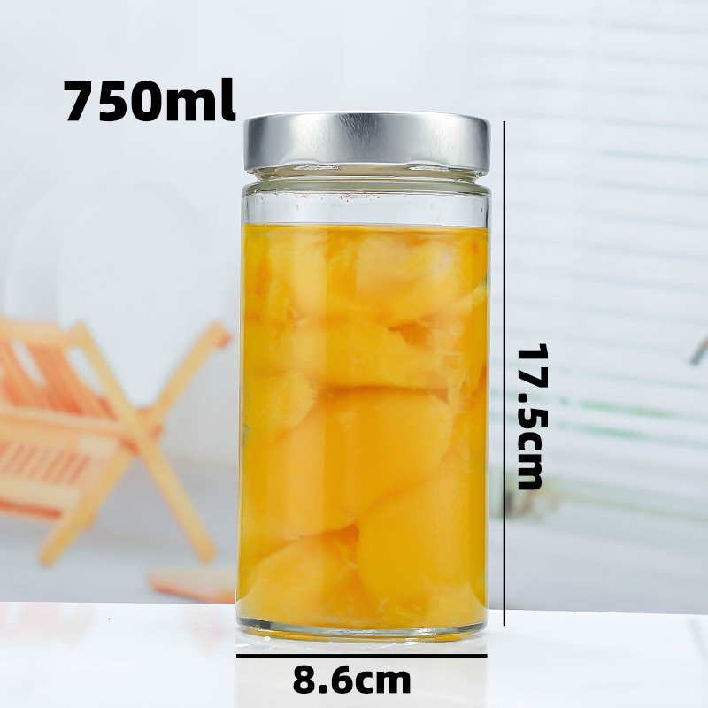 家用食品级玻璃密封罐圆形黄桃罐头瓶辣椒酱果酱蜂蜜高盖分装空瓶|undefined