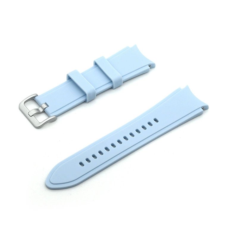 Подходит для Samsung Band/Galaxy Watch6/5 Pro/4/Active2/Gear S2, силиконовый ремешок, серебристая застёжка
