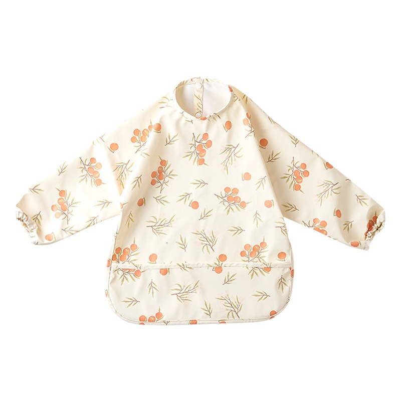 Danés PU impermeable de manga larga para niños mono anti-fouling buena limpieza bebé comiendo babero bebé babero anti-sucio alimentación