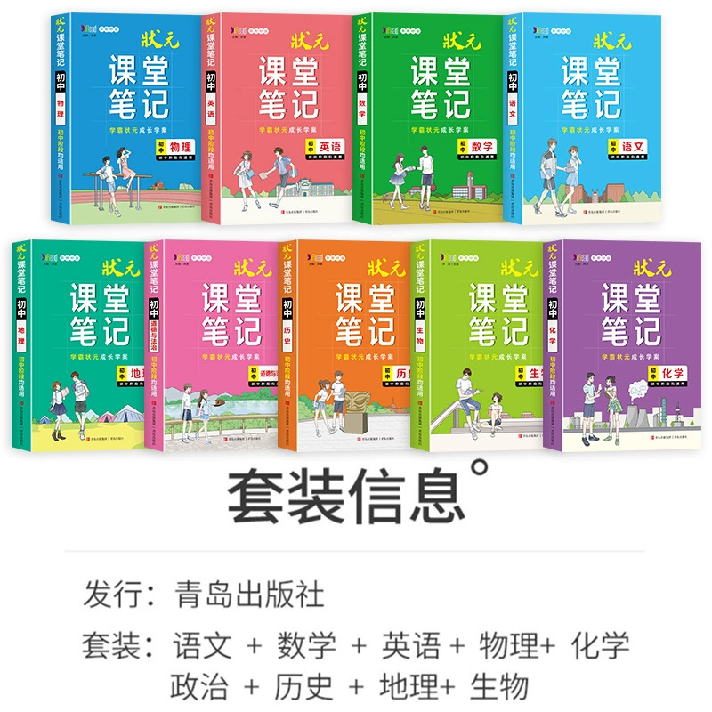Comprehensive Junior High School Class Notes for Grades 7-9: Chinese, Math, English, Science & History