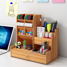 创意木质笔筒文具收纳盒办公桌上整理盒学生寝室摆件收纳笔架批发
