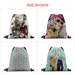 Spy play house anime peripheral full color drawstring drawstring drawstring bag large capacity backpack men's and women's storage bag cloth bag
