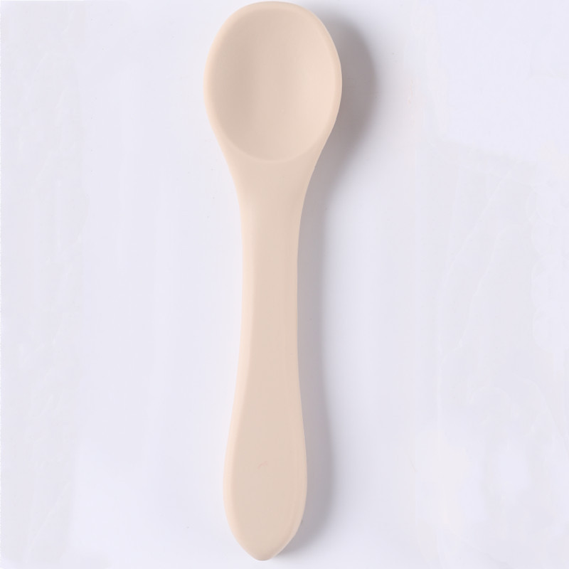 Baby spoon learning to eat training silicone spoon newborn baby self-feeding children's tableware suit complementary spoon