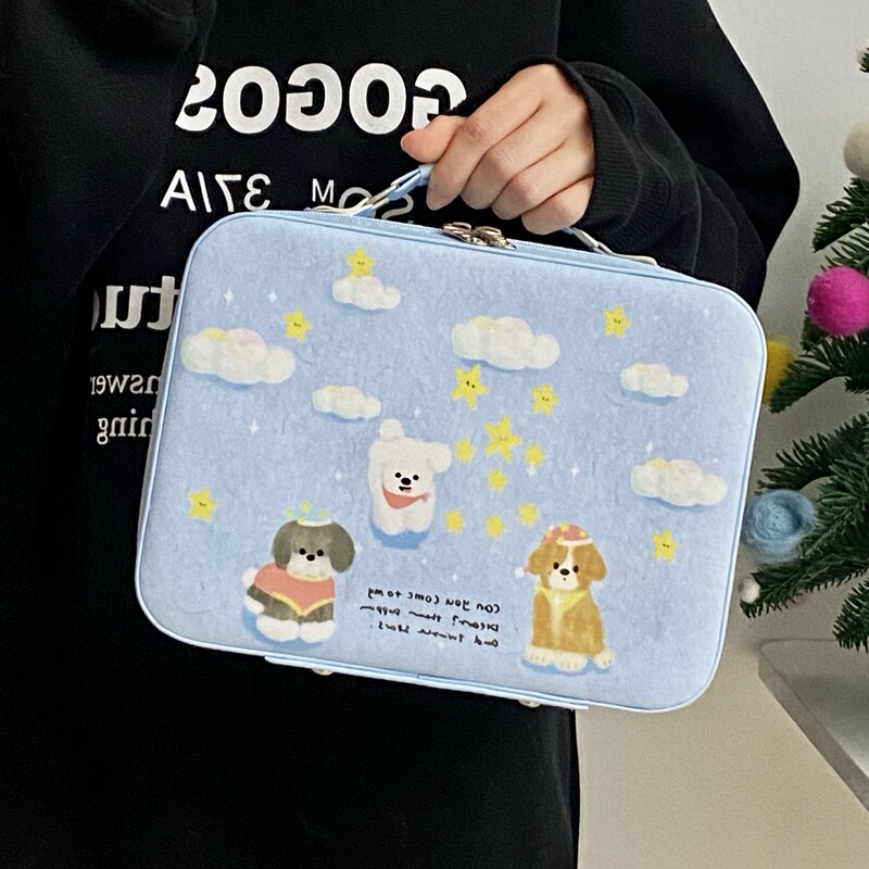 2025 New Model Makeup Case Cartoon Puppy Makeup Bag Large Capacity High-Value Skincare Product Storage Portable Makeup Case