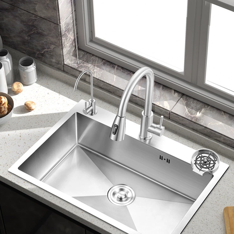 Кухонная раковина ручной работы из нержавеющей стали 304, матовая утолщенная раковина, одинарная раковина, большая одинарная раковина