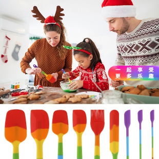 Food Grade Silicone Scraper Oil Brush One-piece Baking Scraper Cake Cream Spatula suit Baking Scraper Tool