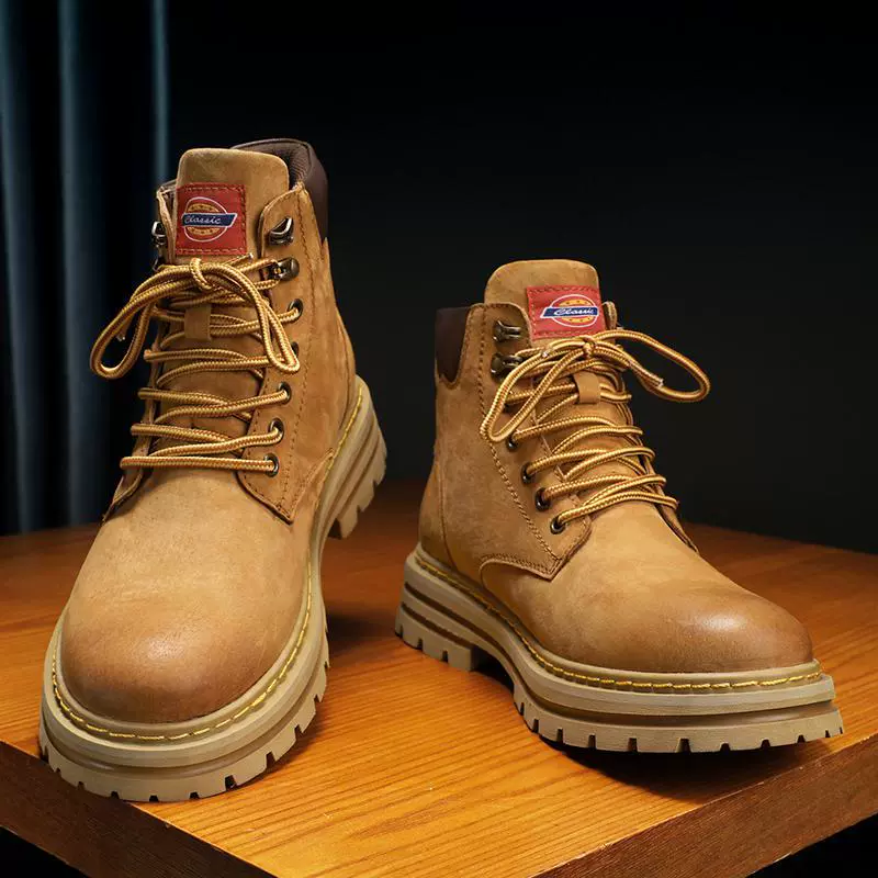 Ботинки (Martens) спортивные высококачественные, коричневые/хаки, с хлопковой подкладкой, размеры 39–46