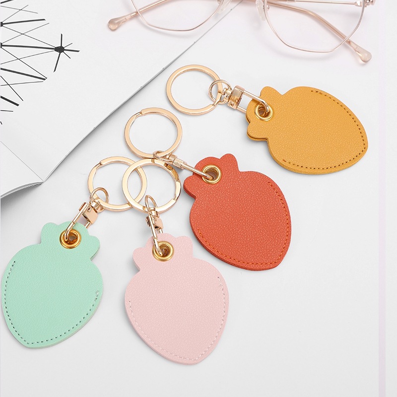 Round, Solid Color Pattern Unisex Gender Cute Round Solid Color Pu Leather Alloy Patchwork Unisex Bag Pendant Keychain 1 Piece