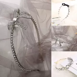 高级水晶发箍女简约金属水钻蝴蝶结头箍韩国高级感仙女百搭发饰