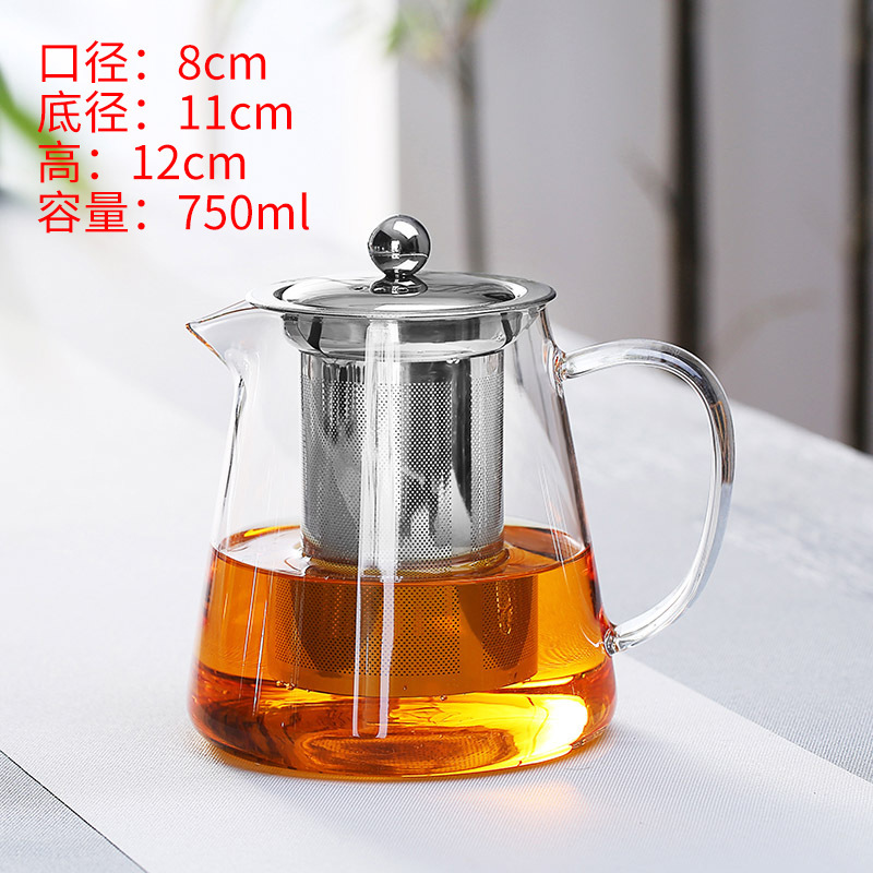 Tetera de vidrio juego de té de filtro de acero inoxidable tetera de vidrio de borosilicato recta olla de fugas de acero de gran capacidad olla Triángulo