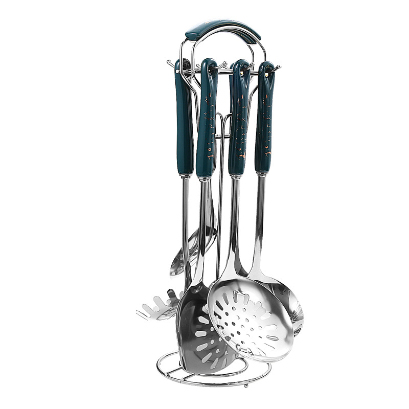 Nórdico engrosada cuchara de sopa de acero inoxidable colador olla pala cerámica utensilios de cocina de siete piezas Set de regalo