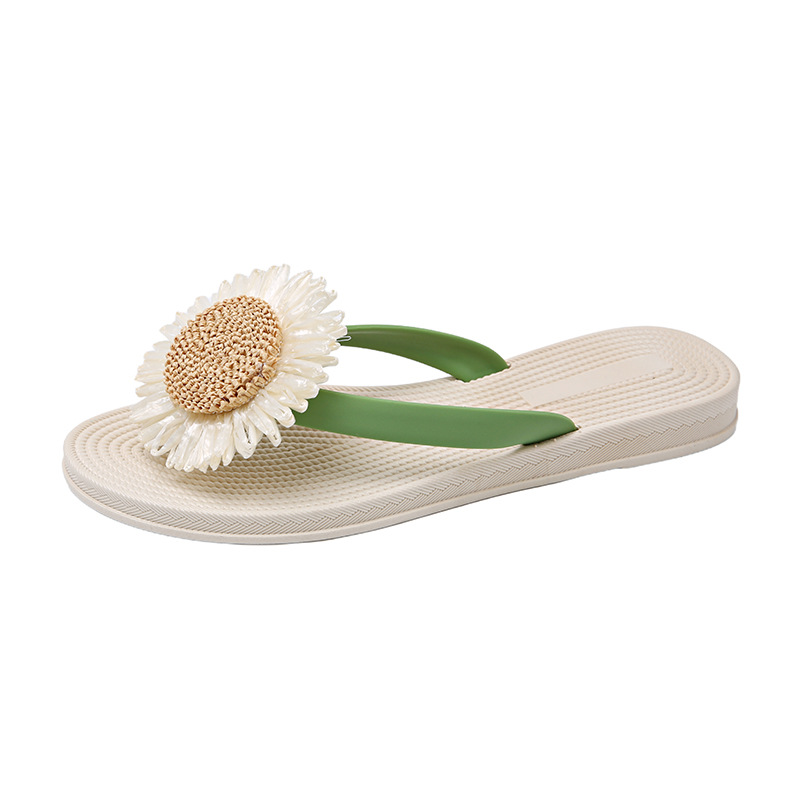 Sunflower Rope Straw Flip-flops For Women Flat Beach Sandals_voghion.com
