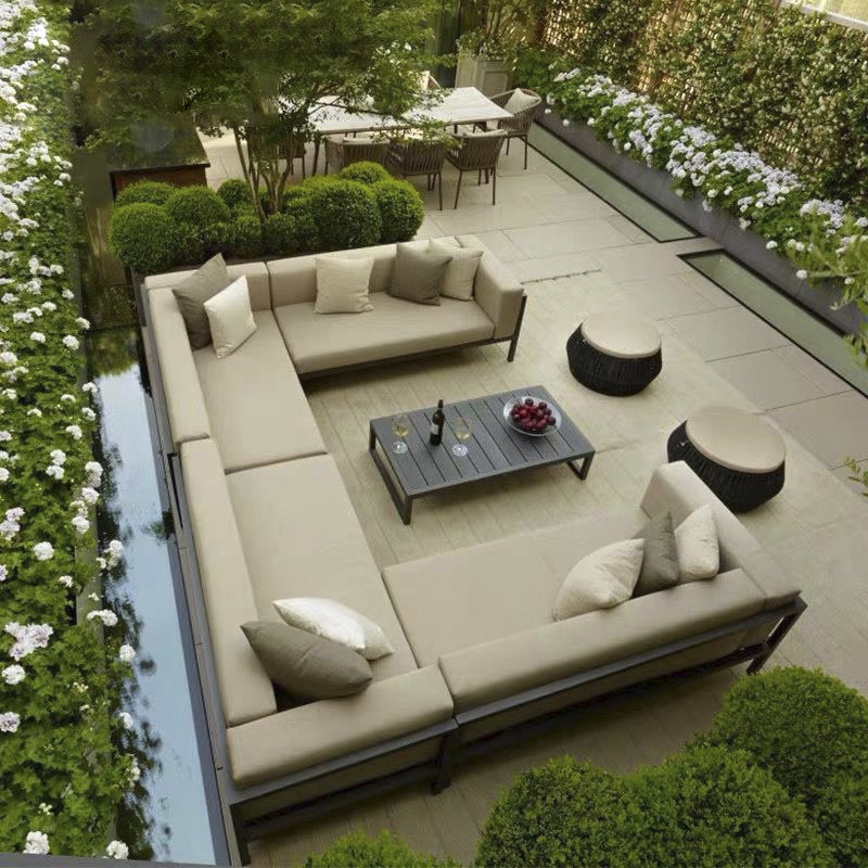 Sofá de aleación de aluminio al aire libre sillón balcón al aire libre jardín patio al aire libre impermeable moderno minimalista combinación de muebles