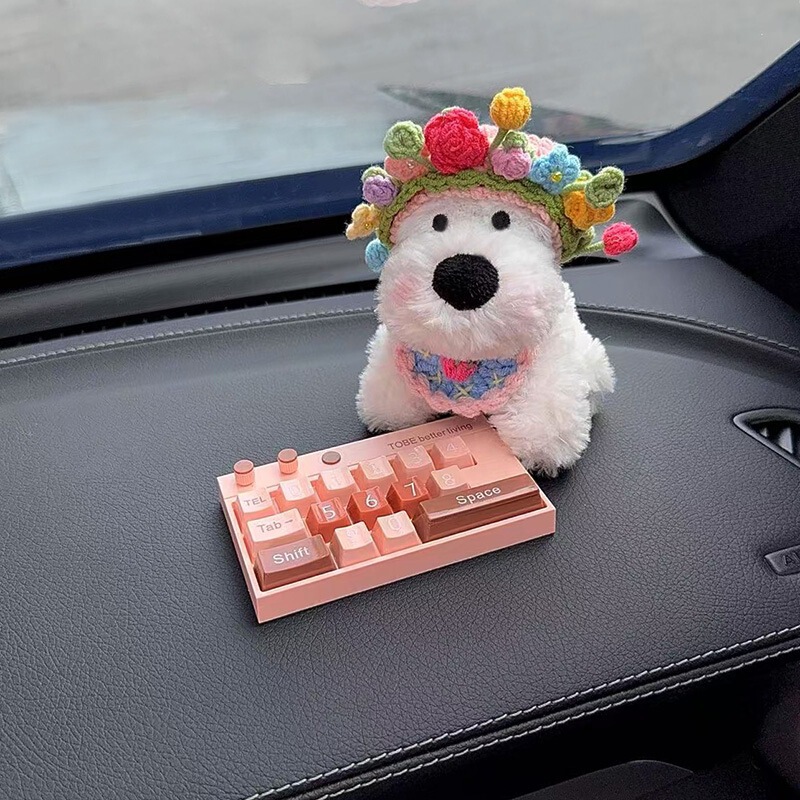 Cute West Highland White Terrier Puppy Doll Car Temporary Parking Phone Number Plate Car Ornament Cute West Highland White Terrier Puppy Doll Car Temporary Parking Phone Number Plate Car Ornament
