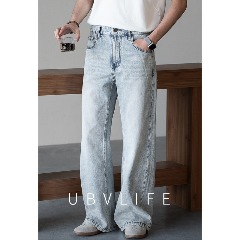 【Denim】Vintage Washed Snowflake Blue Jeans for Men, 2026 New Autumn and Winter Casual Straight-Leg Pants with a Draping Effect 【Denim】Vintage Washed Snowflake Blue Jeans for Men, 2026 New Autumn and Winter Casual Straight-Leg Pants with a Draping Effect