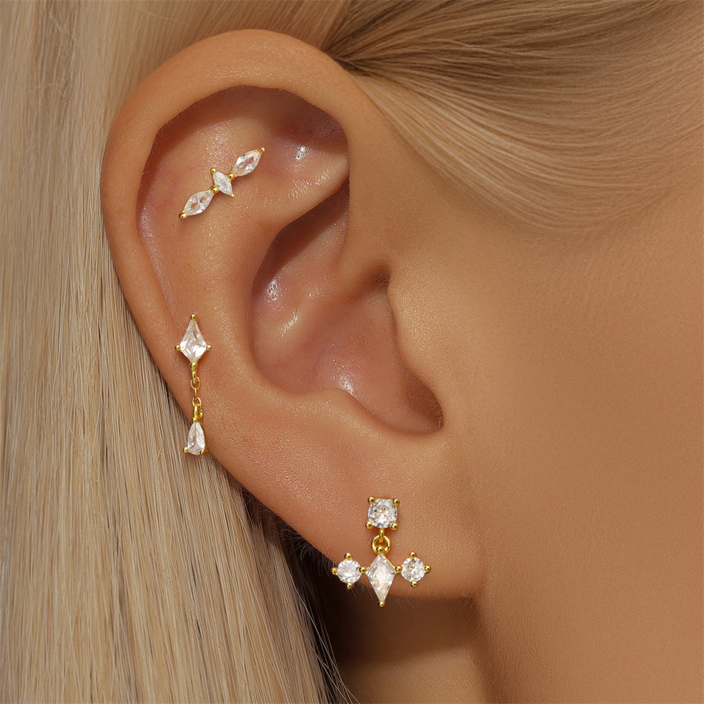 3g Weight Ear Studs Classification Ear Cartilage Rings & Studs Piercing Type 1 Piece Quantity Housewarming, Holiday, Birthday Occasion 925 Sterling Silver Material Geometric Pattern Unisex Gender Plating Design Casual, Simple Style Style 1 Piece Ear Cartilage Rings & Studs Casual Simple Style Geometric 925 Sterling Silver Plating Ear Cartilage Rings & Studs 13