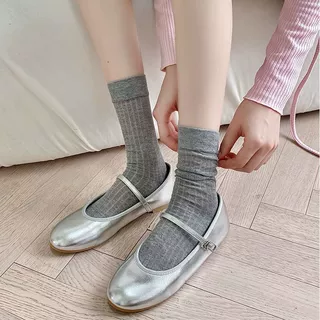 袜子女韩版中筒白色堆堆袜子女中筒袜ins潮款袜黑色秋冬月子长袜