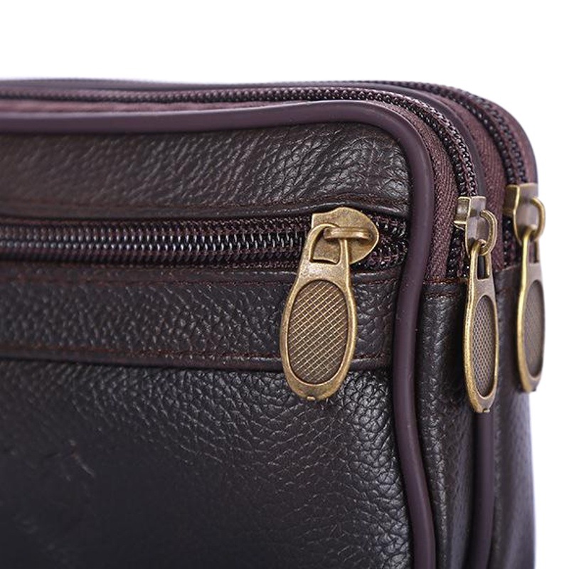 Men's Waist Bag New Style Waterproof Fashionable Waist Bag Suitable for Middle-Aged and Elderly People to Wear with a Belt, Men's Multifunctional Mobile Phone Bag, Key Bag