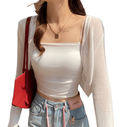 Linen Sun Protection Cardigan Knit Outerwear for Women Summer Tank Top Skirt Overcoat Short-Sleeve Top Thin Cardigan