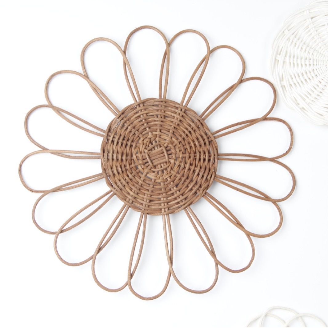 Amazon Homestay Decoración de pared Adornos Fábrica de tejido de paja Pared simple Pared redonda Hierba de ratán Sala de estar Colgante de decoración de pared