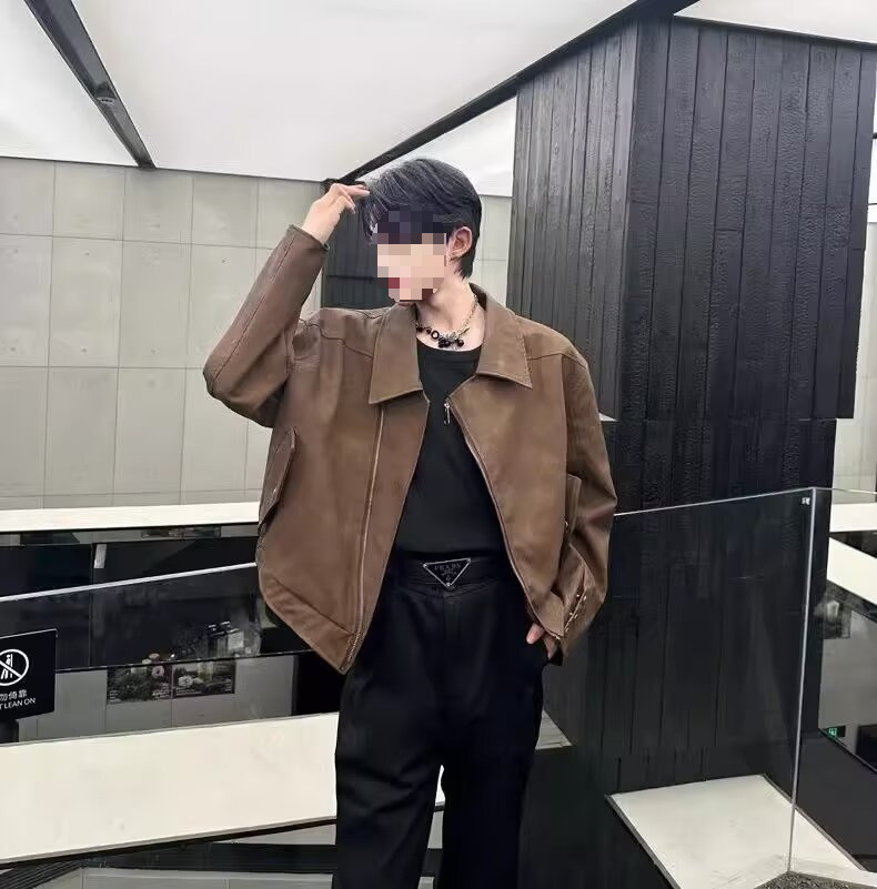 Men's Cool Motorcycle Jacket With Turn-down Collar European Style_voghion.com
