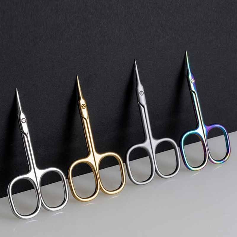 Tijeras para piel muerta de acero inoxidable, cortaúñas gruesas estilo ruso, tijeras de manicura, tijeras puntiagudas para cejas, tijeras de belleza antideslizantes.