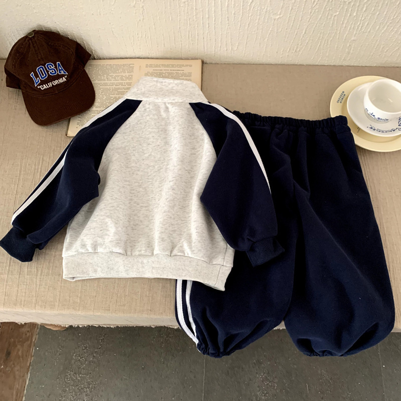 儿童春秋装男童运动套装2025新款童装秋季女童立领卫衣外套两件套|undefined