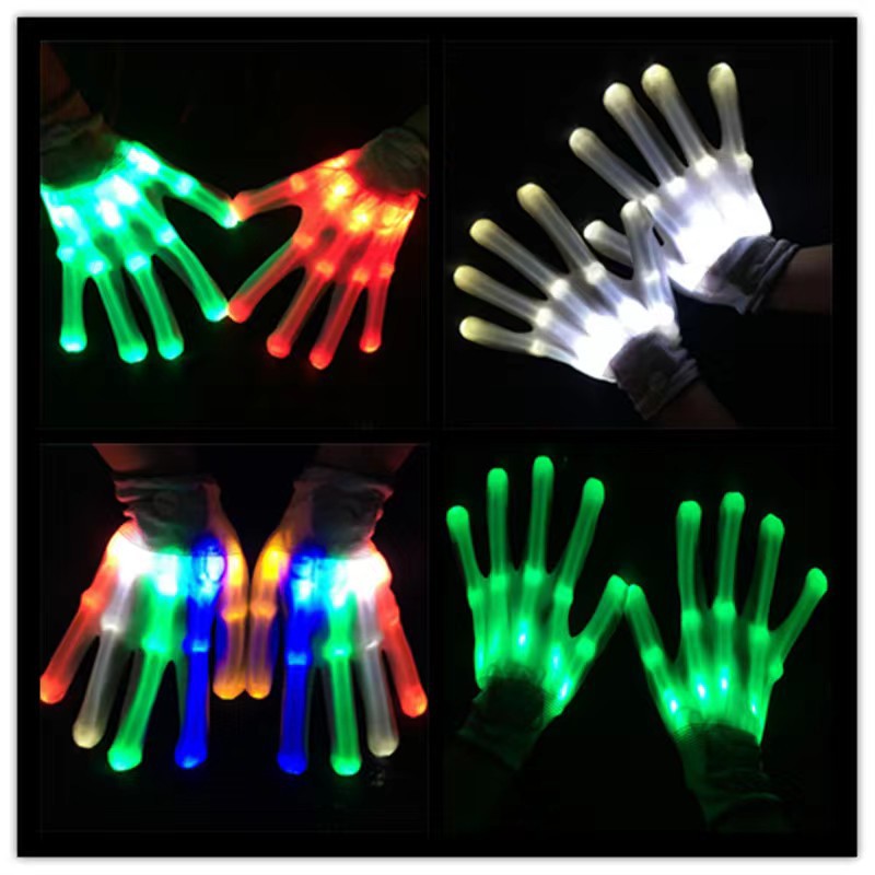 Cruz-frontera llevó guantes regalo de Halloween luminoso súper brillante hueso guantes coloridos accesorios fluorescentes