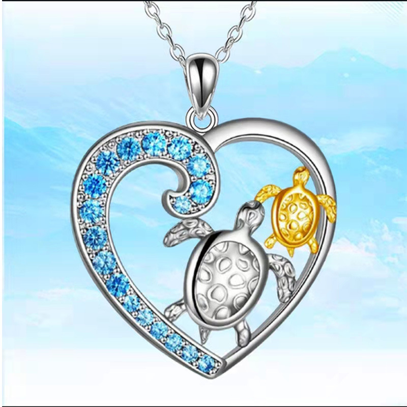 Fashion Tortoise Heart Shape Alloy Inlay Rhinestones Women's Pendant Necklace display picture 2