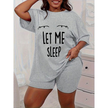N 74158 Plus size T-shirt shorts pajama set ���� T ���̿�˯