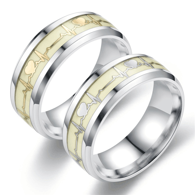 Electrocardiogram Pattern Unisex Gender Real Gold Plated 201 Stainless Steel PVD Coated Electrocardiogram Waterproof Non Tarnish Fashion Rings For Unisex