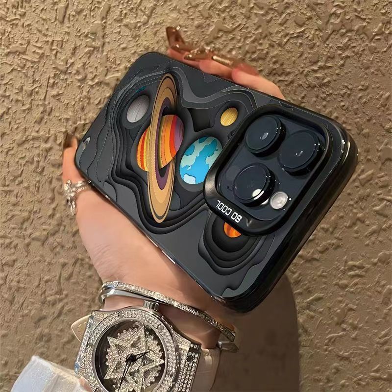 Funda para teléfono con diseño de planeta cósmico, compatible con Apple 17 Pro Max, funda energética personalizada para iPhone 16/15/14, texto 13
