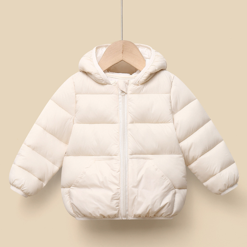 外国貿易の秋冬の新型の子供の羽毛の綿服の純色の子供の綿服の男の子の女の子の薄い帽子の綿入れの上着|undefined