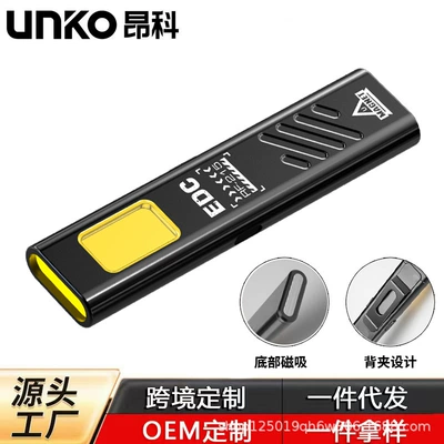 Premium Magnetic Dual-Light Source Work UV fənərlər - 5-level-dimming-red-and-blue-warning-back-clip-magnetic-attachment