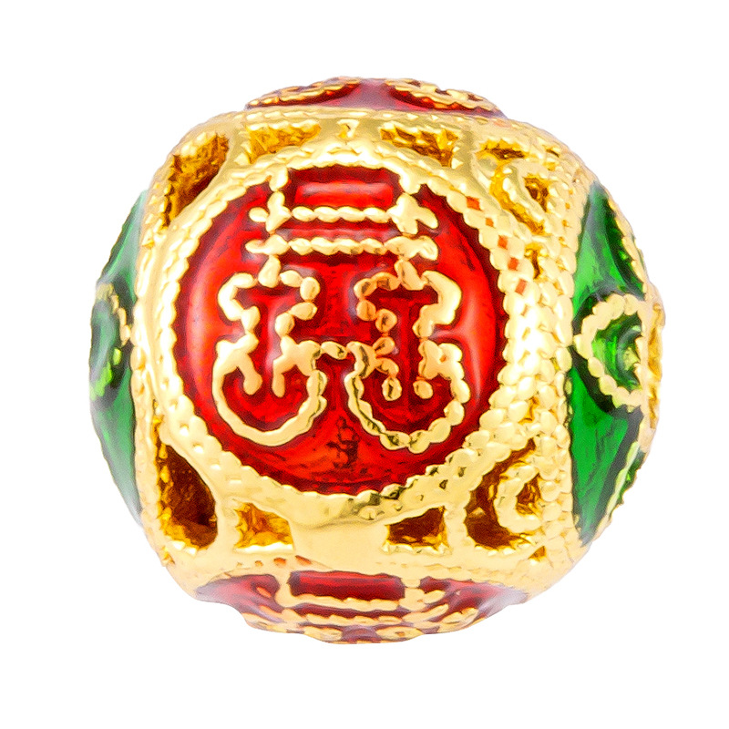 Antiguo método oro goteando aceite azul quemado colgante cuentas Dios de la riqueza atrapador de sueños flor cuentas de tambor accesorios de bricolaje joyería de transferencia